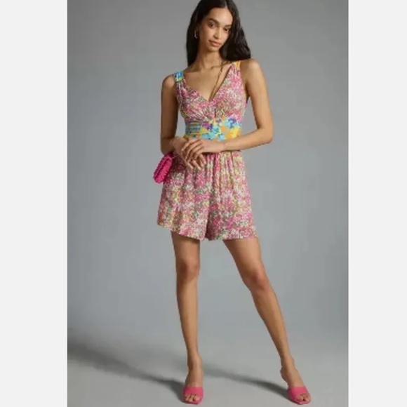 PLENTY BY TRACY REESE CINCHED TIE-BACK ROMPER - Picture 1 of 7